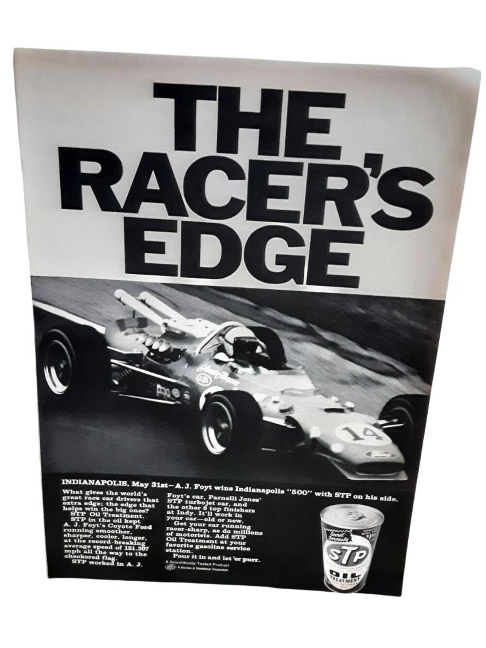 1967 STP Indy 500 Racing Vintage Wall Decor AJ Foyt Ad Print